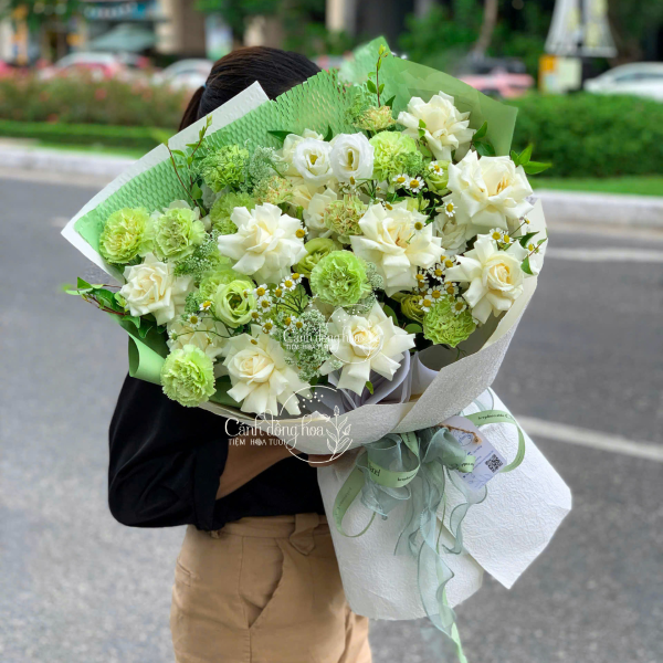 Bó hoa tone xanh cực kì sang trọng